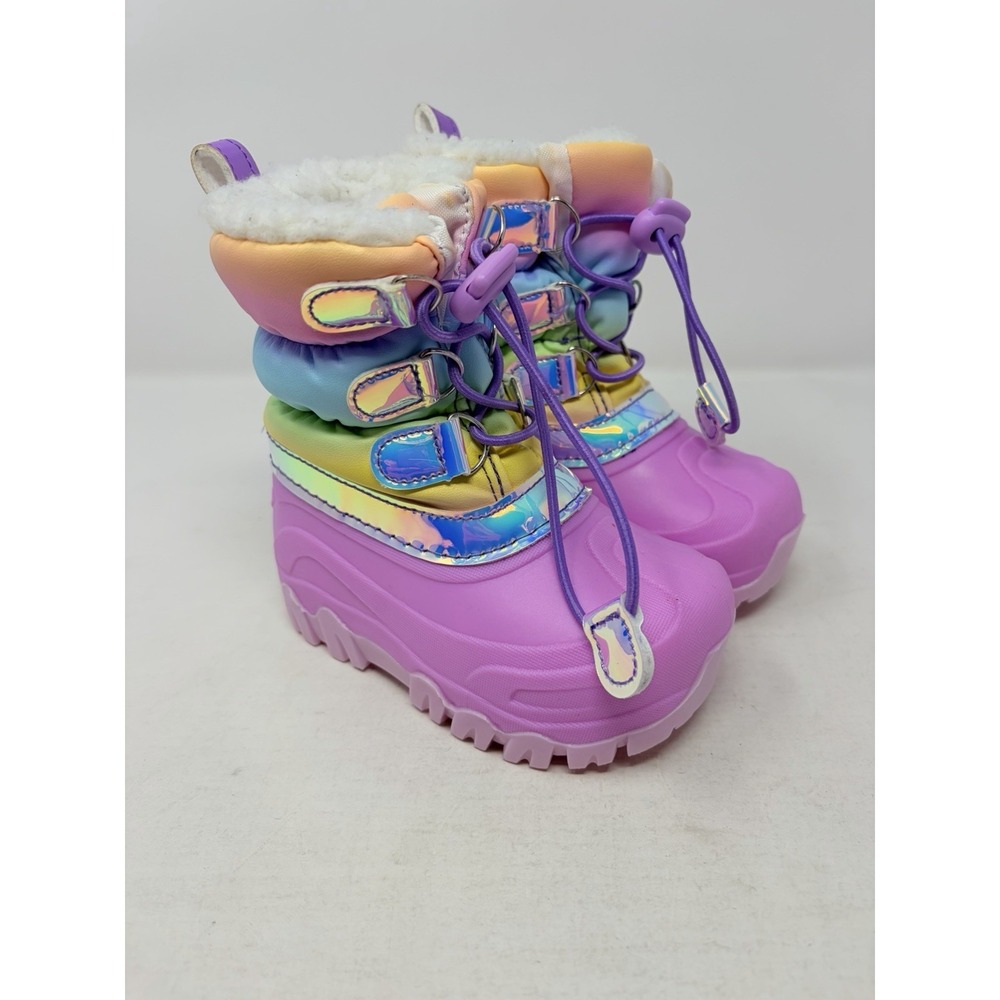 Members Mark Toddler Girls Size 7/8C Mid Calf Slip On Fleece Lined Snow Boots S5